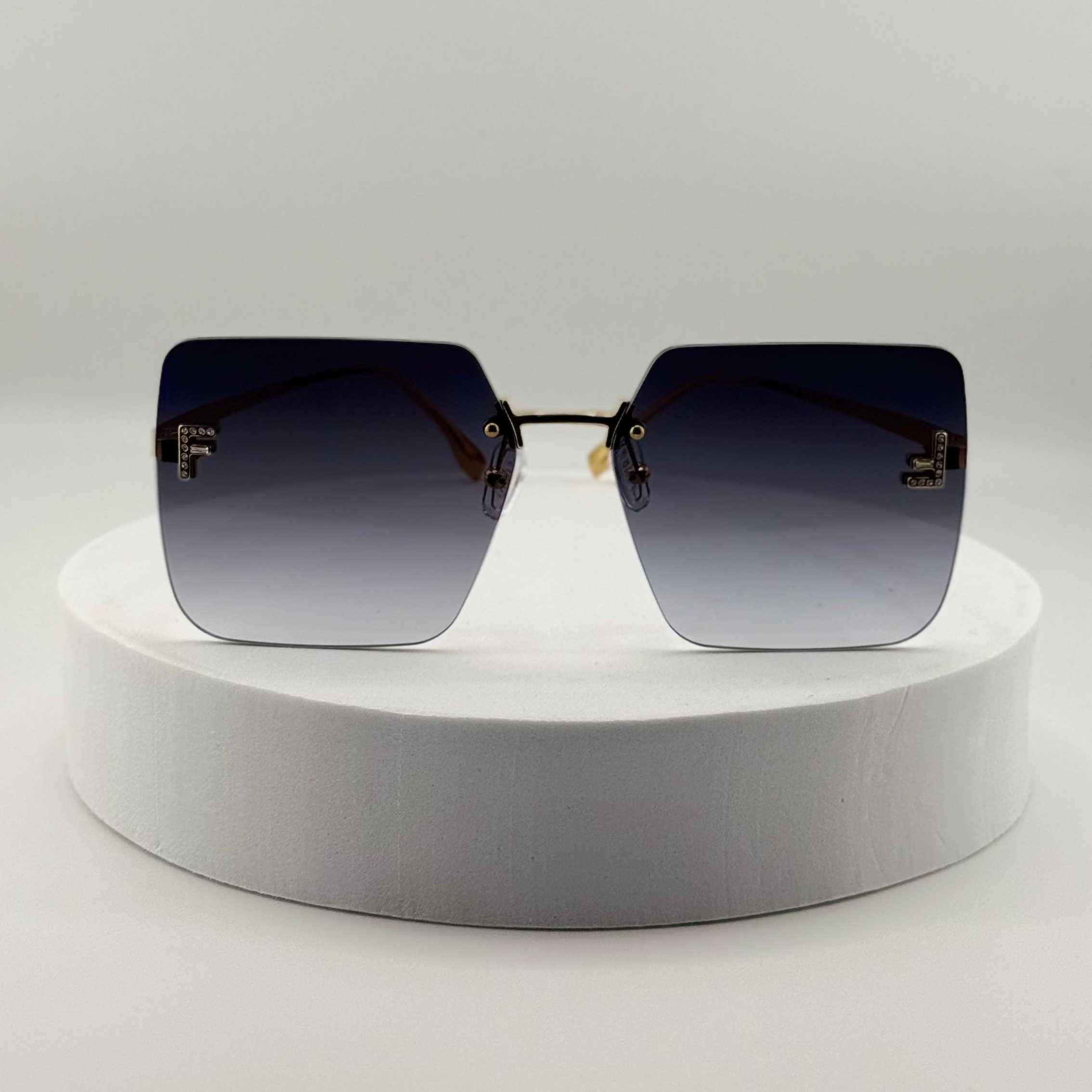 Fendi First FE4082US 30B Square Sunglasses – Gold Frame / Black Temples