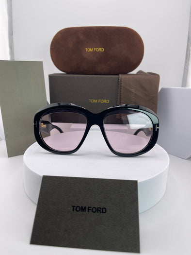 TF Women's Black Oversized Sunglasses | Elegant Designer Eyewear