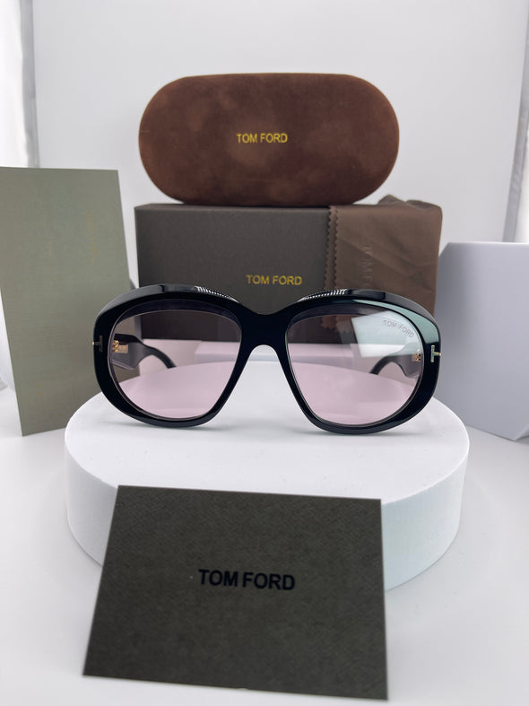 TF Women's Black Oversized Sunglasses | Elegant Designer Eyewear