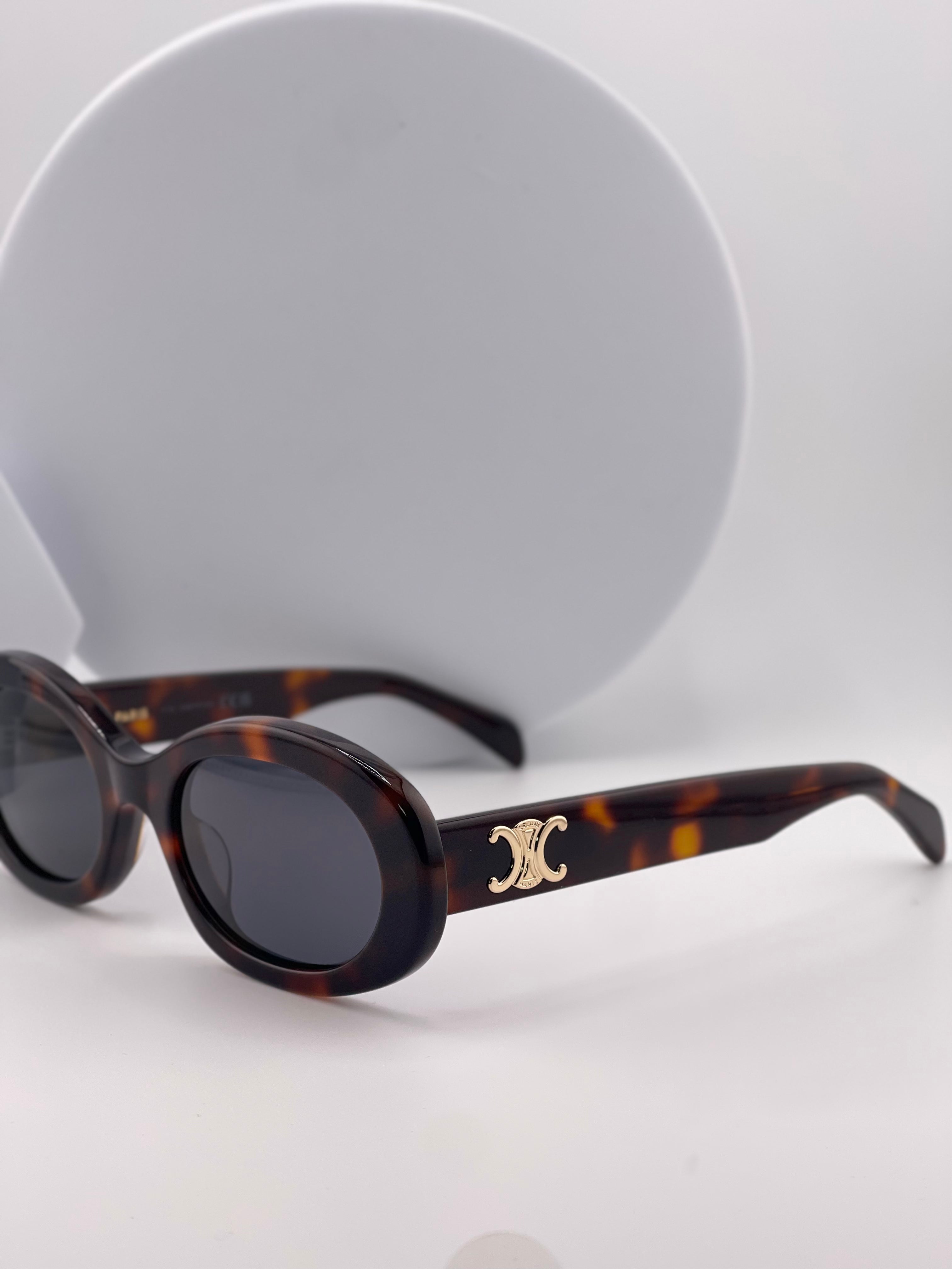 Celine Triomphe Oval Sunglasses – Tortoiseshell Frame