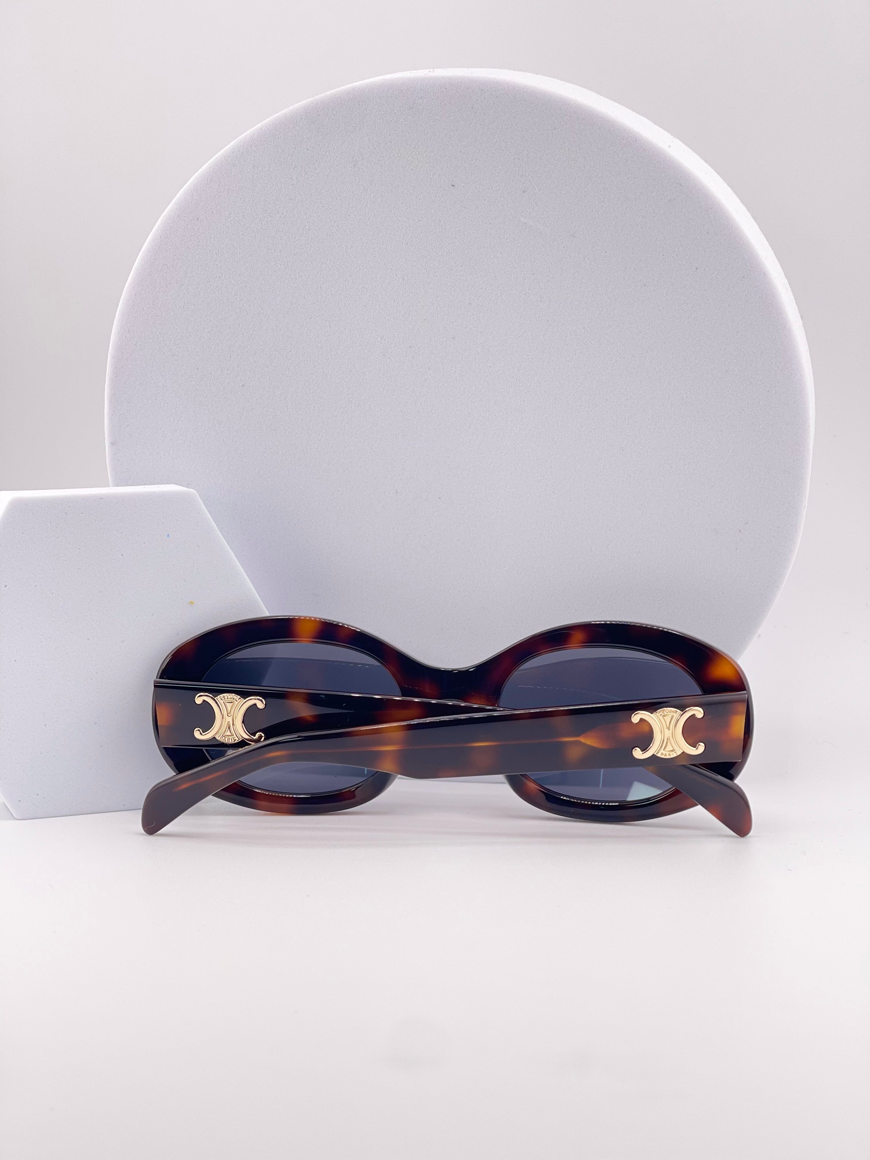 Celine Triomphe Oval Sunglasses – Tortoiseshell Frame