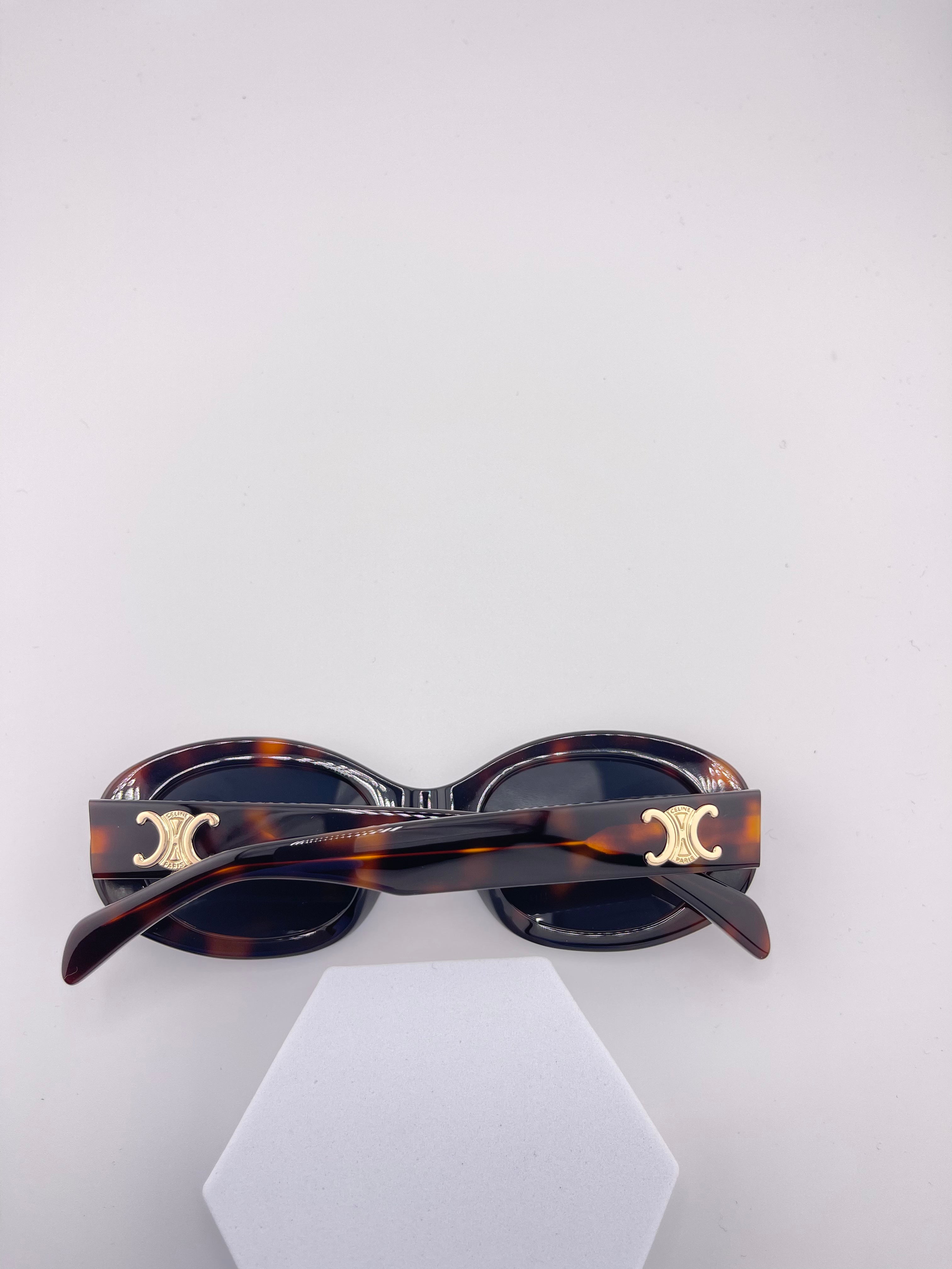 Celine Triomphe Oval Sunglasses – Tortoiseshell Frame