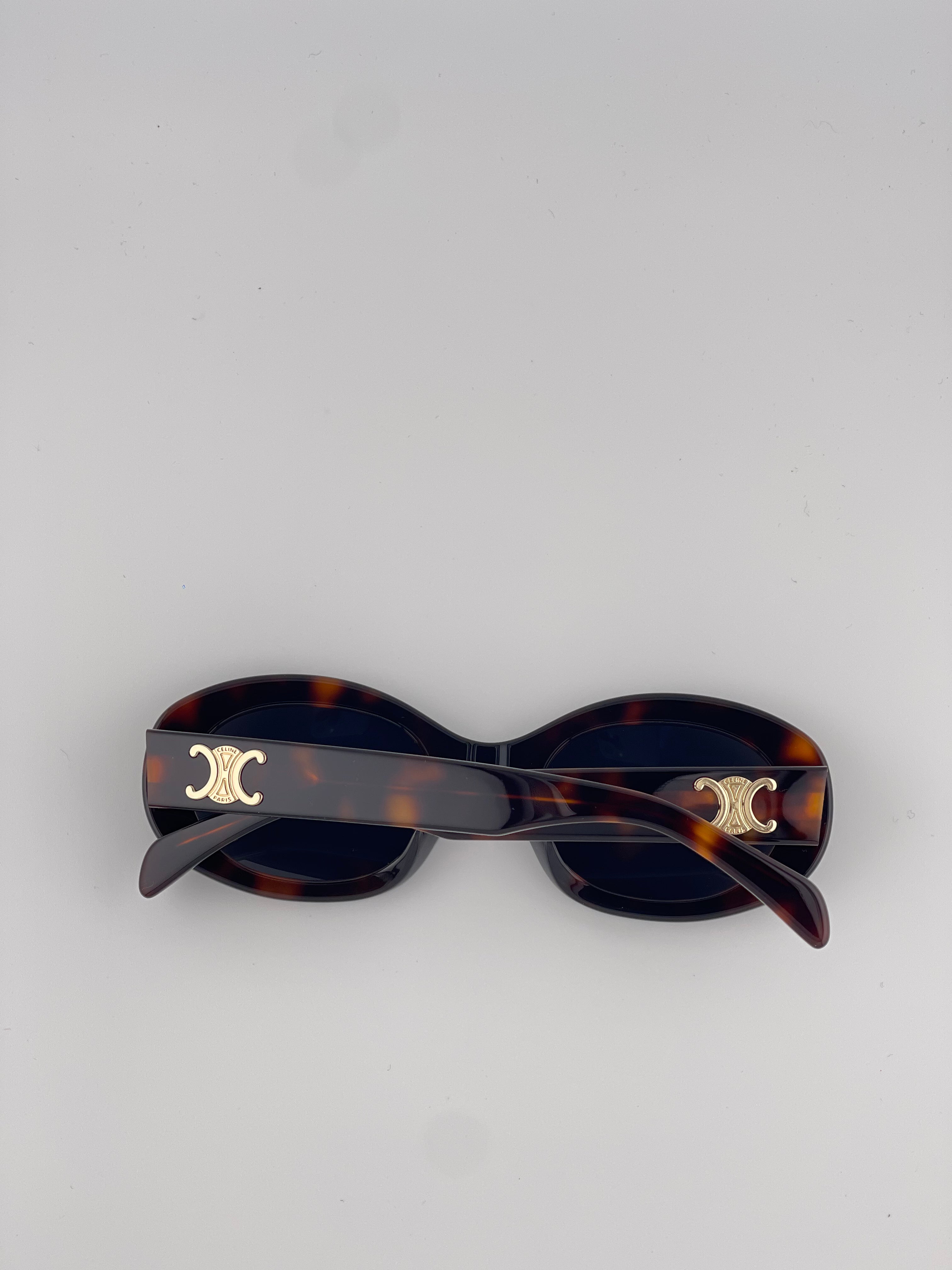 Celine Triomphe Oval Sunglasses – Tortoiseshell Frame