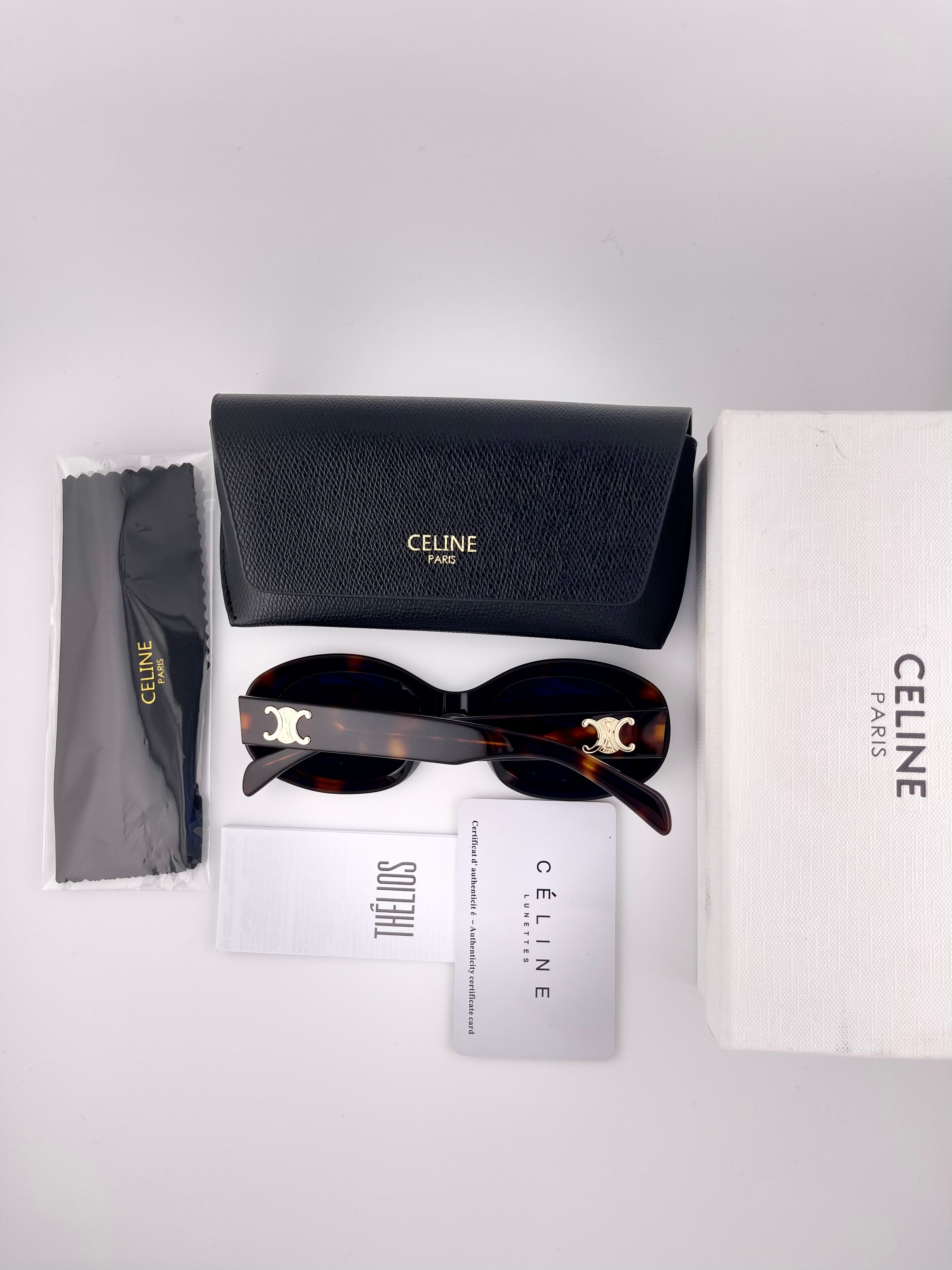 Celine Triomphe Oval Sunglasses – Tortoiseshell Frame