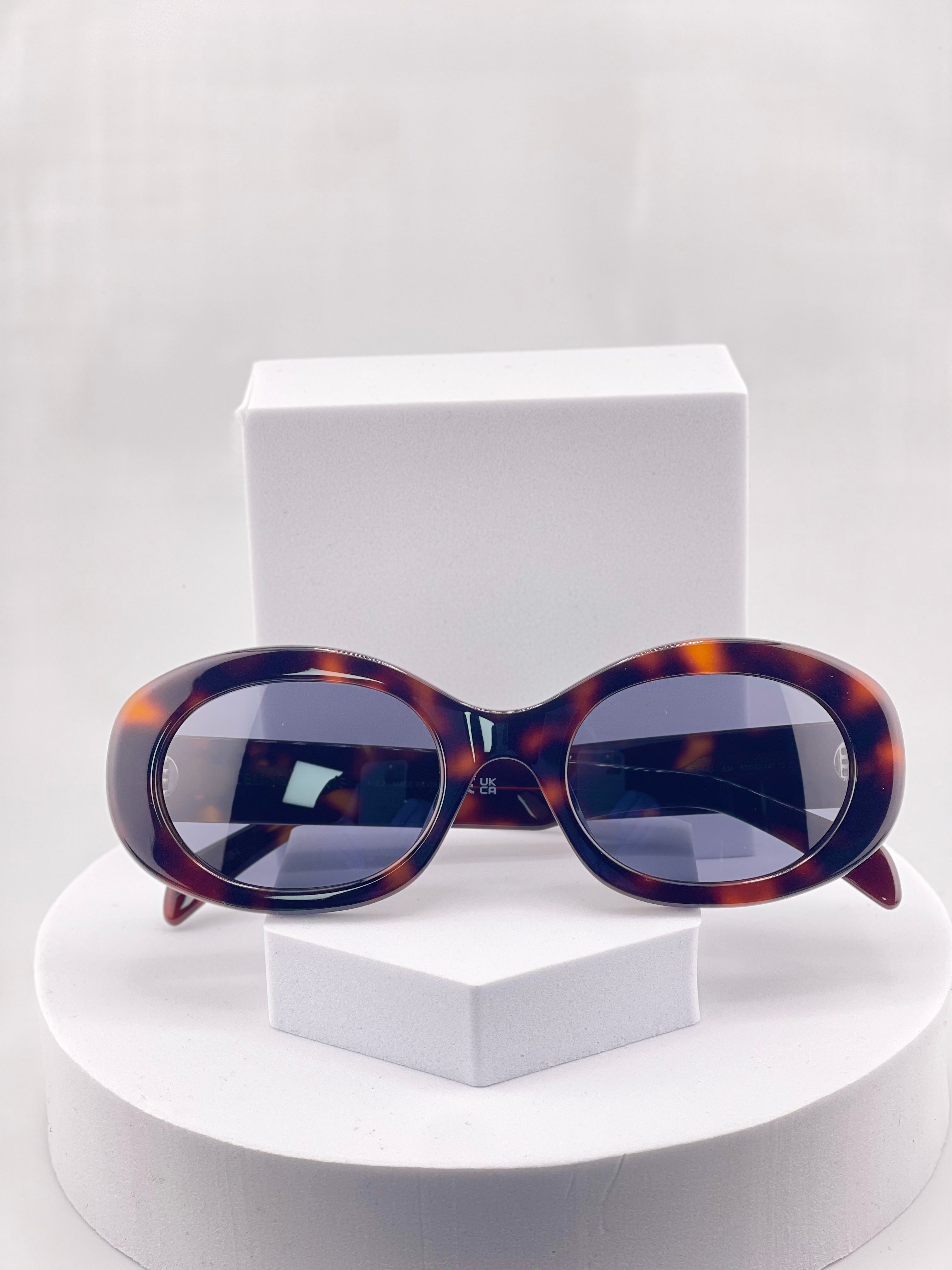 Celine Triomphe Oval Sunglasses – Tortoiseshell Frame