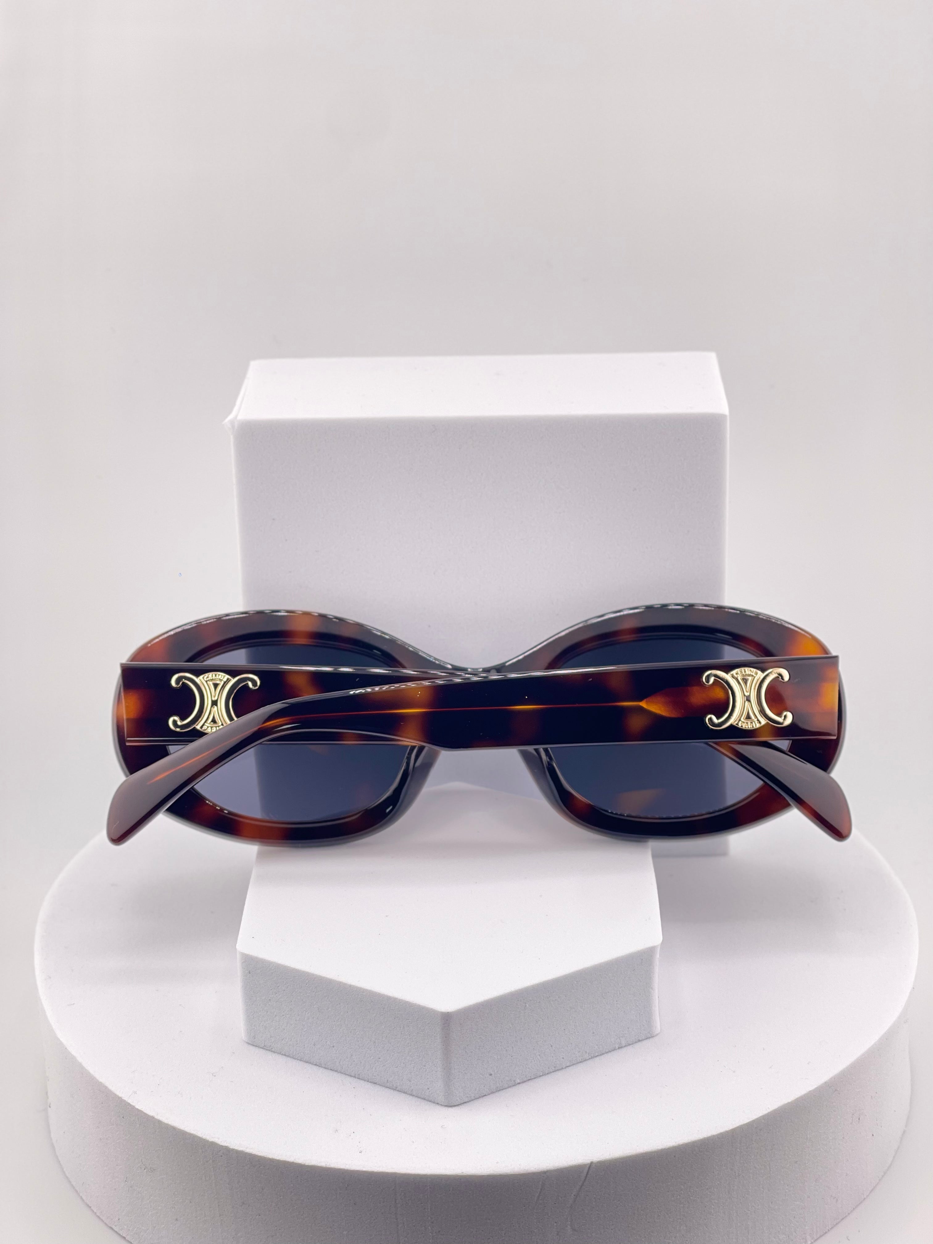Celine Triomphe Oval Sunglasses – Tortoiseshell Frame