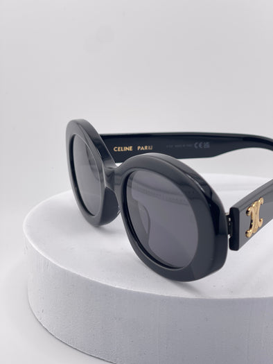 Celine Triomphe Oval Sunglasses in Black Acetate