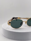 Celine Oval Sunglasses – Gold Frame with Green Lenses