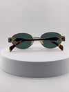 Celine Oval Sunglasses – Gold Frame with Green Lenses