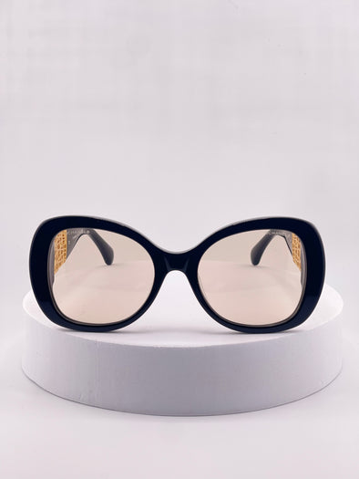 CHANEL LuxeGold Shield Sunglasses – Bold Elegance Redefined