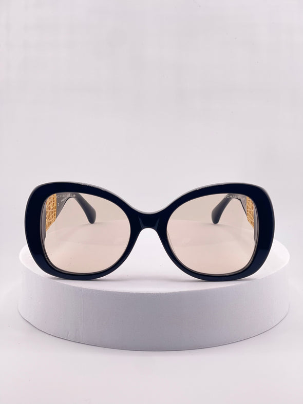 CHANEL LuxeGold Shield Sunglasses – Bold Elegance Redefined