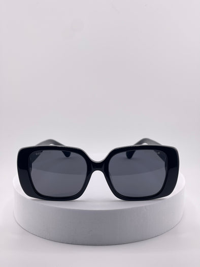 Chanel Women's Rectangle Sunglasses | Black &amp; Gold Luxury Eyewear