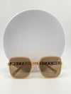 Chanel Women's Square Sunglasses | Beige Frame with Logo Lenses