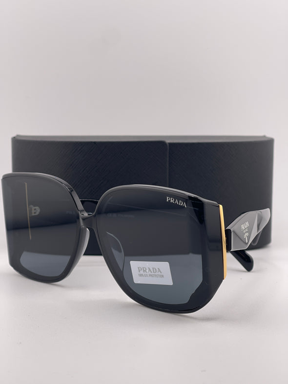 Praada Curved Face Black Sunglasses – Sleek Design Meets Modern Luxury