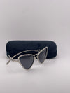 Guucci Cat Eye Silver Sunglasses – Sleek Sophistication with a Glam Edge