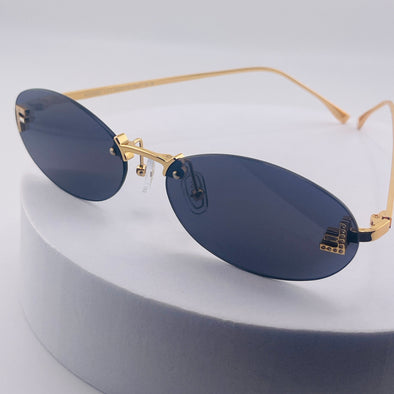 Fendi First Crystal Rimless Oval Sunglasses (Gold metal)