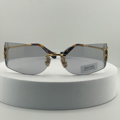 Miu Miu MU 54YS Rimless Sunglasses – Gold Frame / light grey Lenses