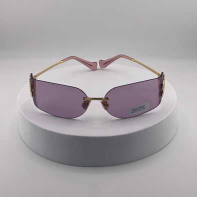 Miu Miu MU 54YS Rimless Sunglasses – Gold Frame / Purple Gradient Lens