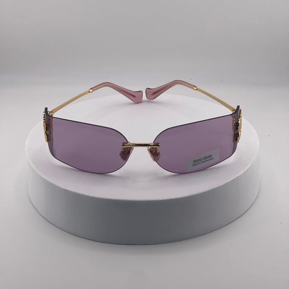 Miu Miu MU 54YS Rimless Sunglasses – Gold Frame / Purple Gradient Lens