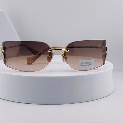Miu Miu MU 54YS Rimless Sunglasses – Gold Frame / Brown Gradient Lense