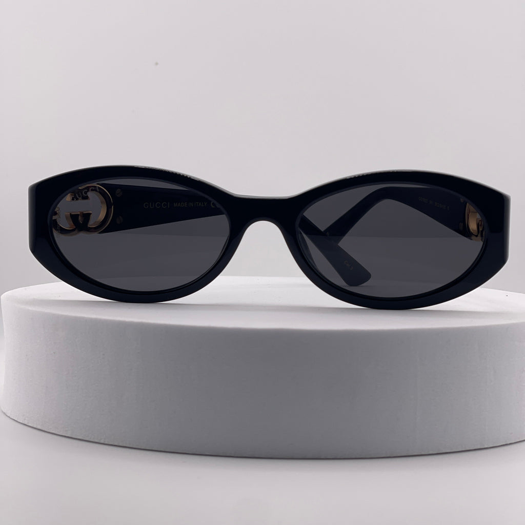 Gucci Oval Frame Sunglasses – Black & Gold