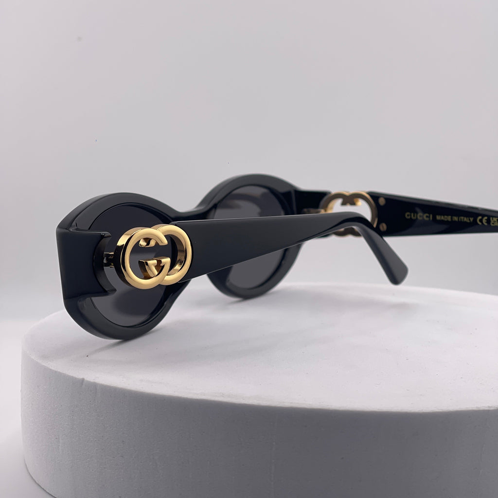 Gucci Oval Frame Sunglasses – Black & Gold