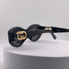Gucci Oval Frame Sunglasses – Black & Gold