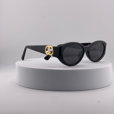 Gucci Oval Frame Sunglasses – Black & Gold