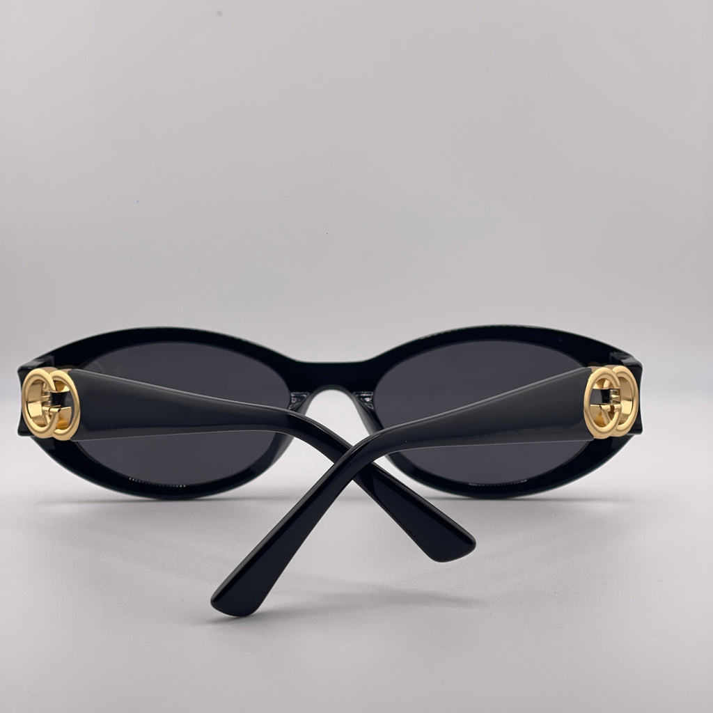 Gucci Oval Frame Sunglasses – Black & Gold