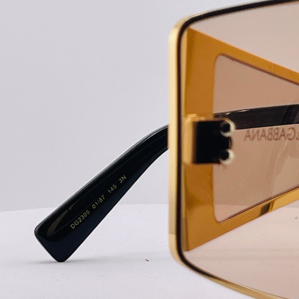 Dolce & Gabbana Oversized Shield Sunglasses – Gold & Black