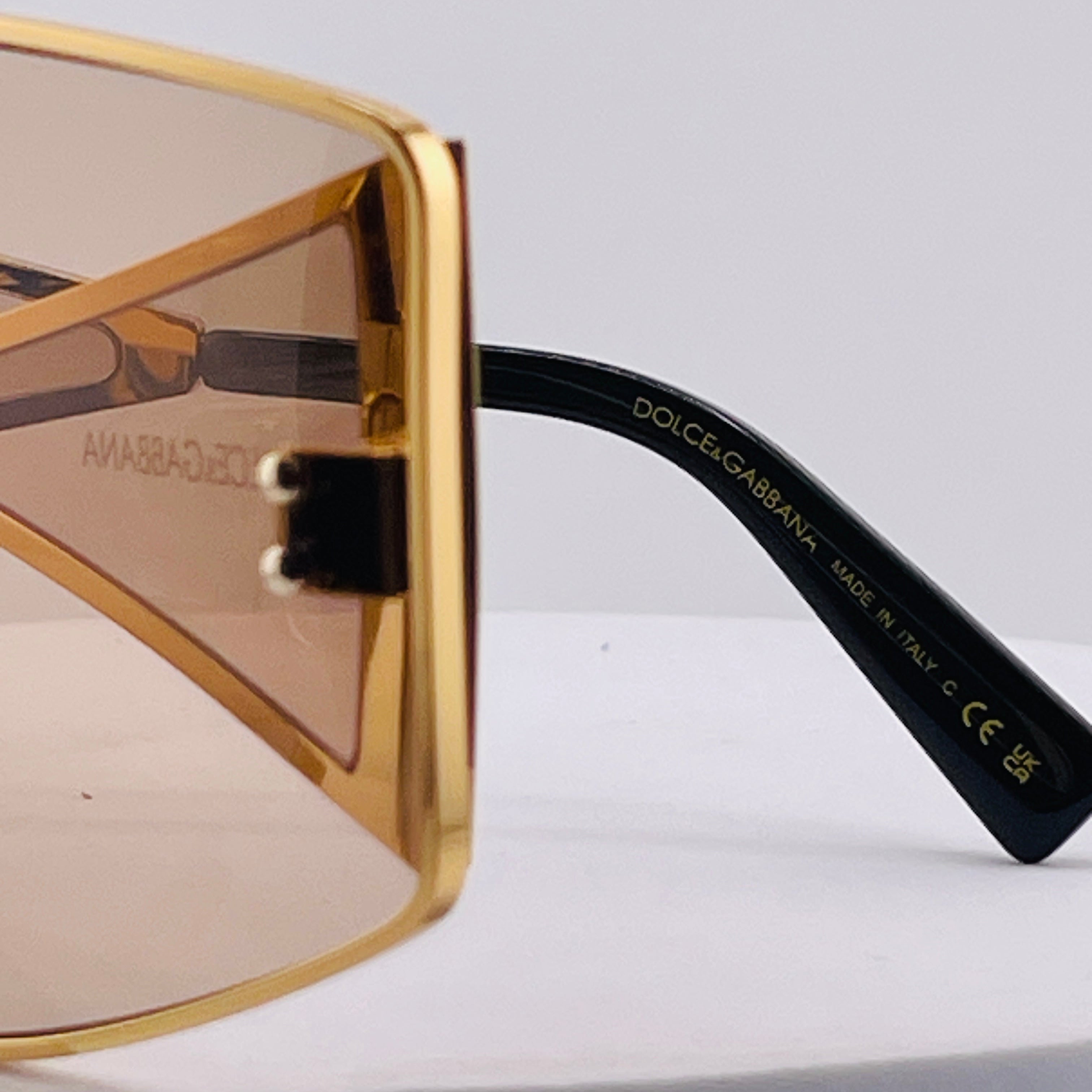 Dolce & Gabbana Oversized Shield Sunglasses – Gold & Black