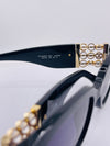 Vintage 90s Chanel Black Acetate Sunglasses with Gold CC Logo Plaque