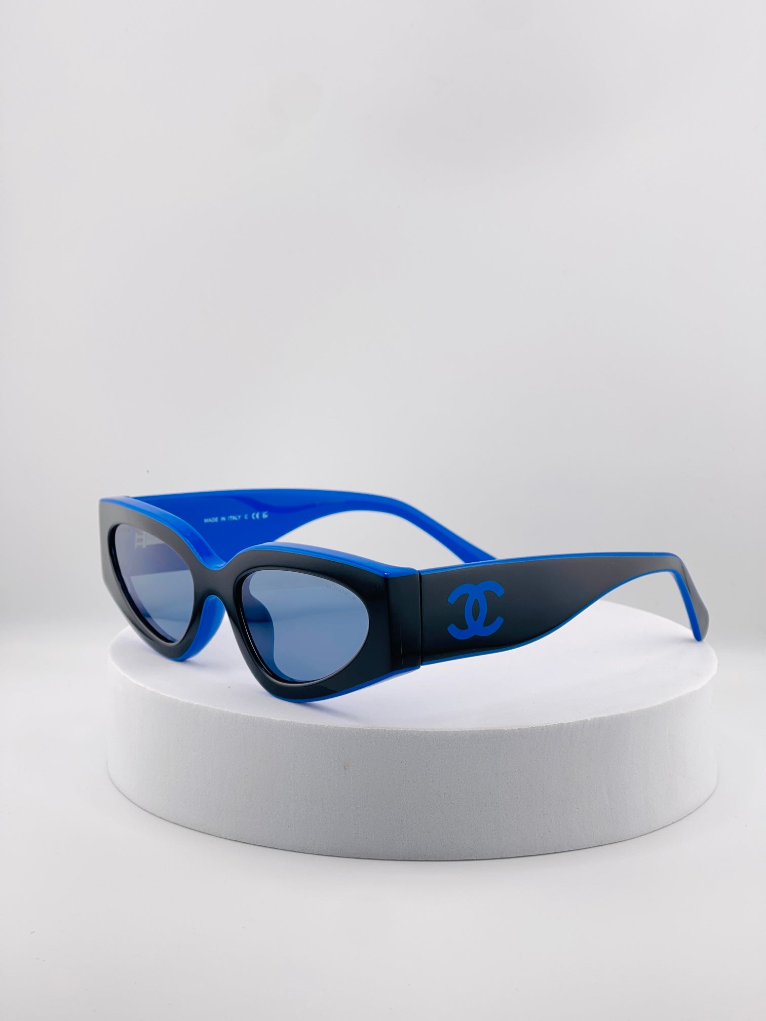 CHANEL Shield Sunglasses CH6057 Black Blue