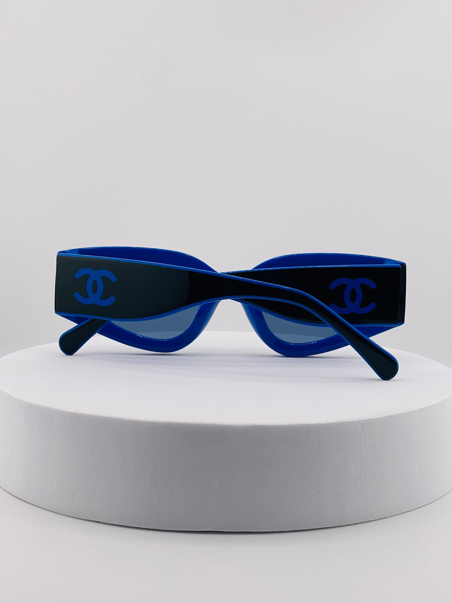 CHANEL Shield Sunglasses CH6057 Black Blue