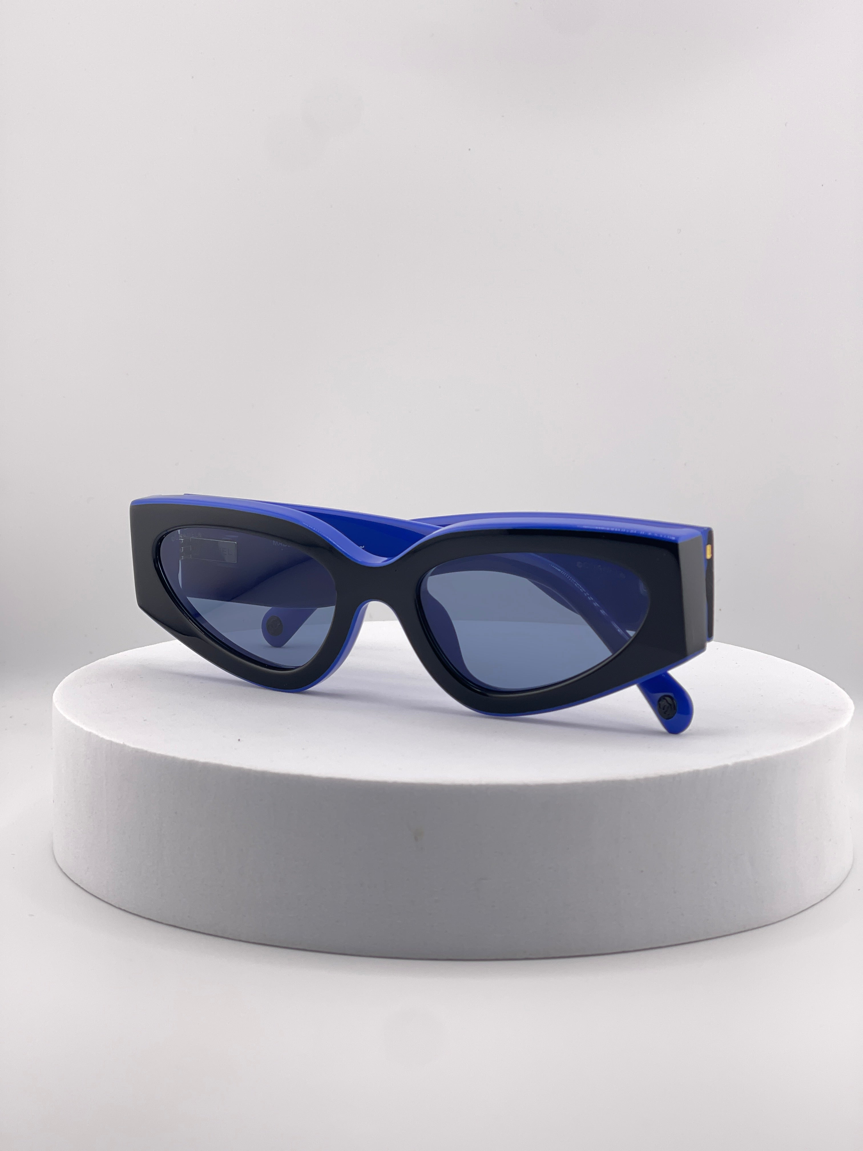 CHANEL Shield Sunglasses CH6057 Black Blue