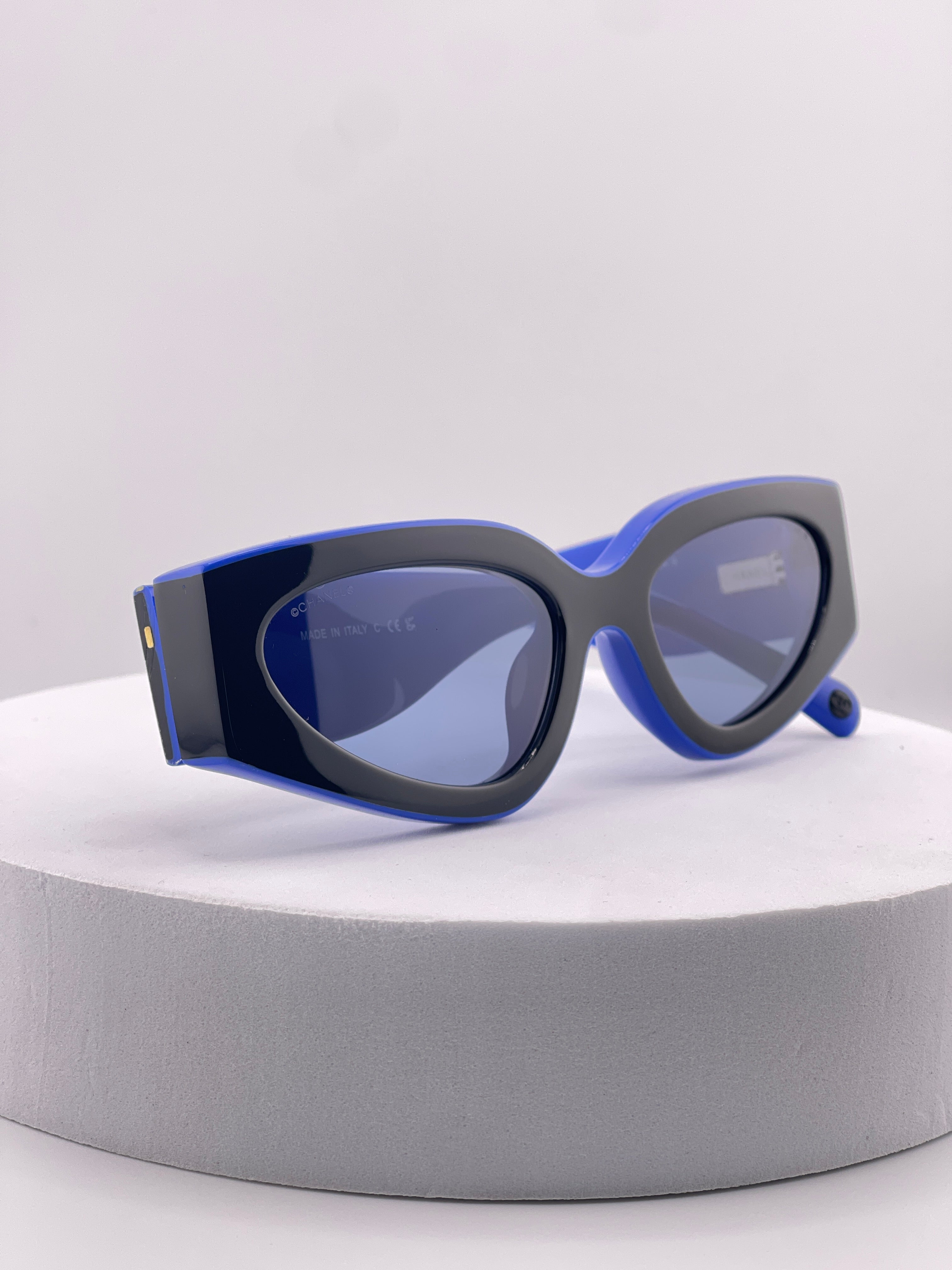 CHANEL Shield Sunglasses CH6057 Black Blue