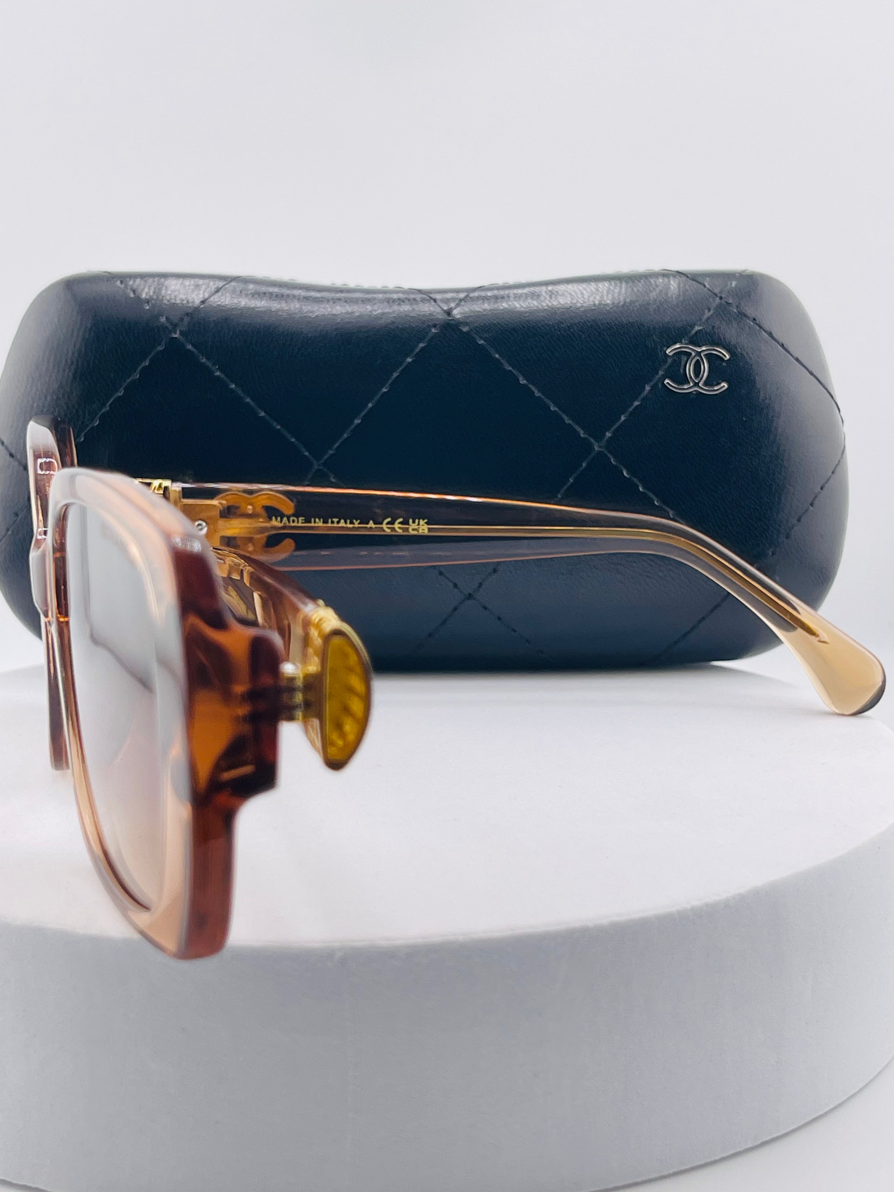 Chanel Square Sunglasses in a brown gradient plastic