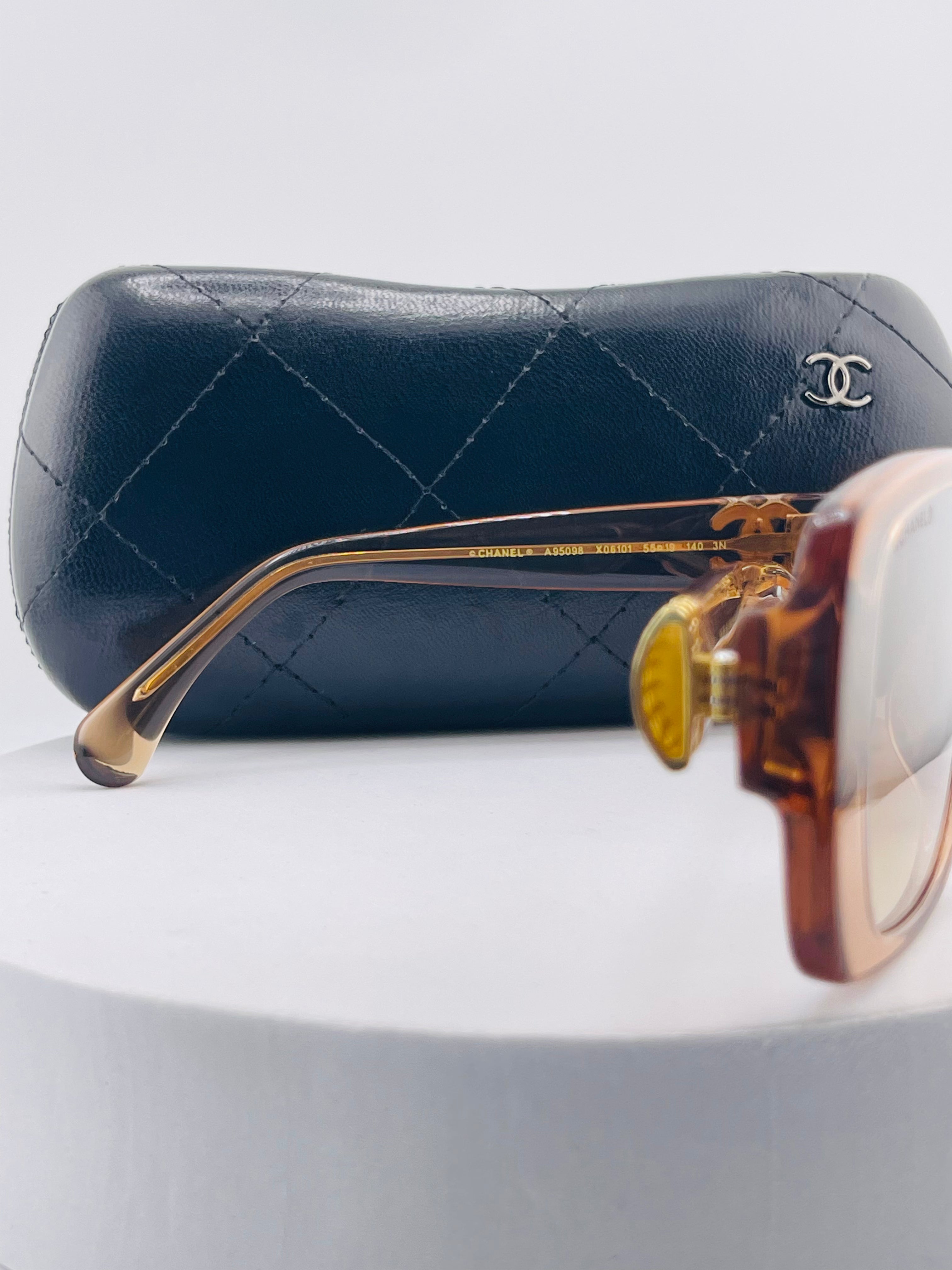 Chanel Square Sunglasses in a brown gradient plastic