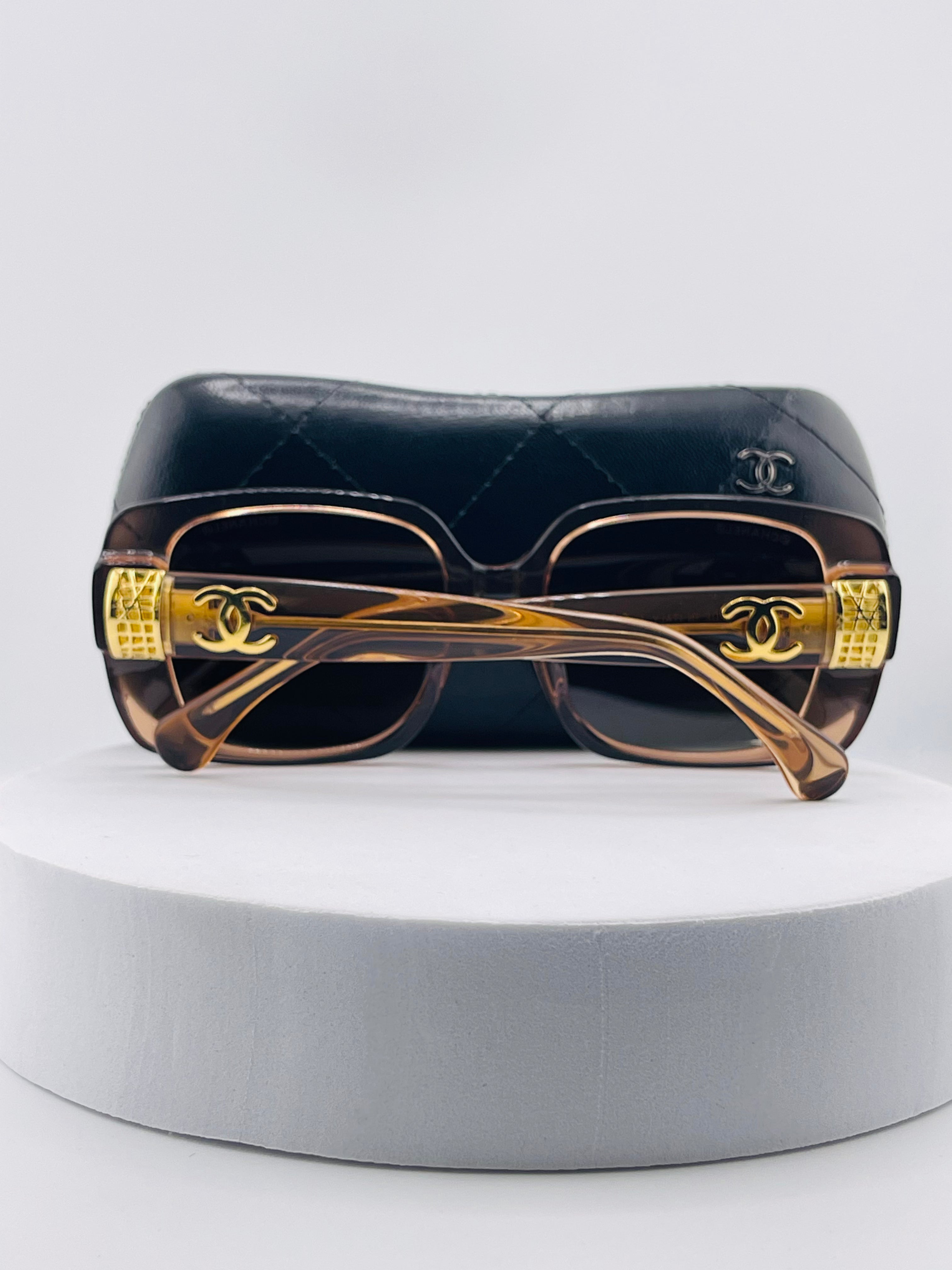 Chanel Square Sunglasses in a brown gradient plastic