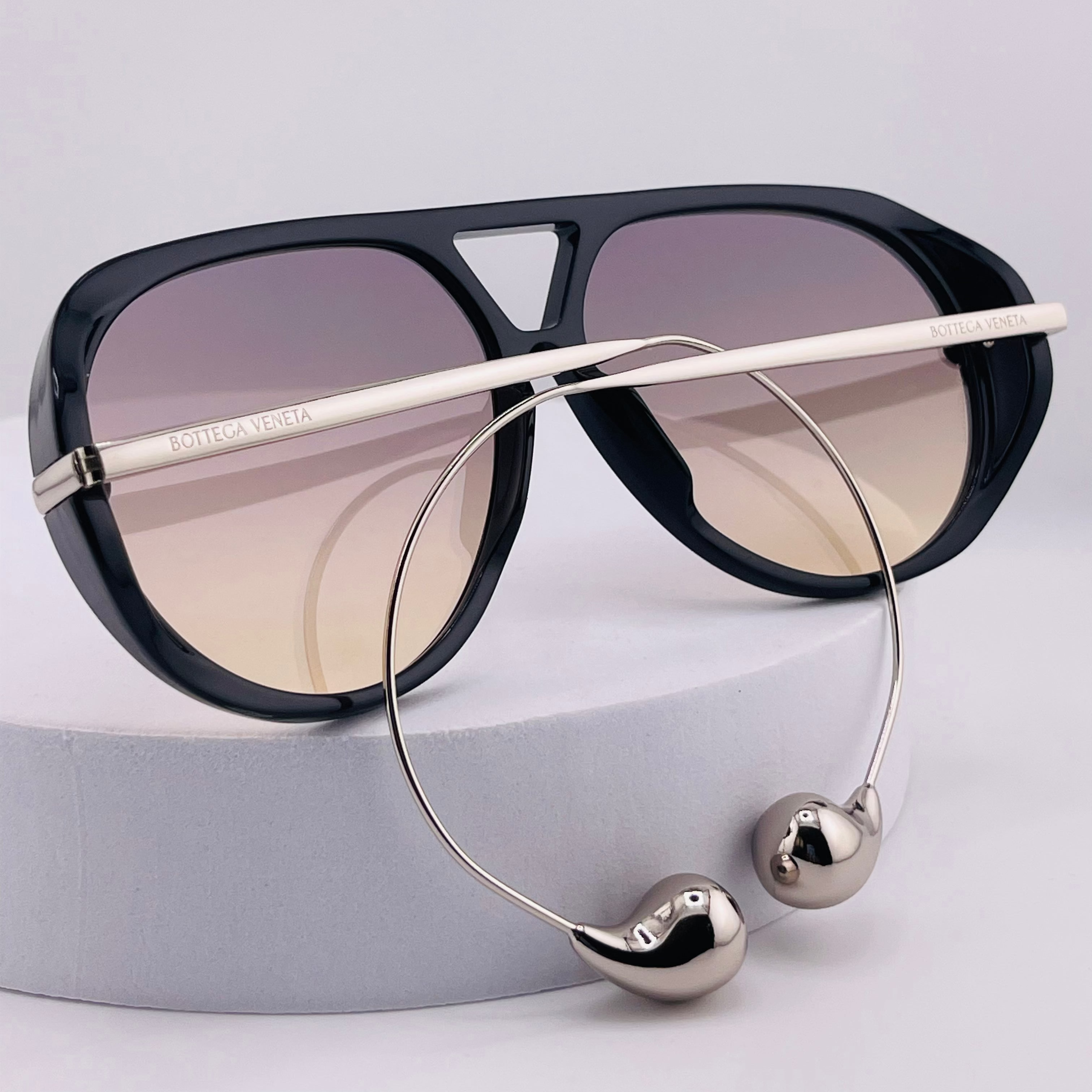 Women Bottega Veneta Aviator Sunglasses Acetate and Tone