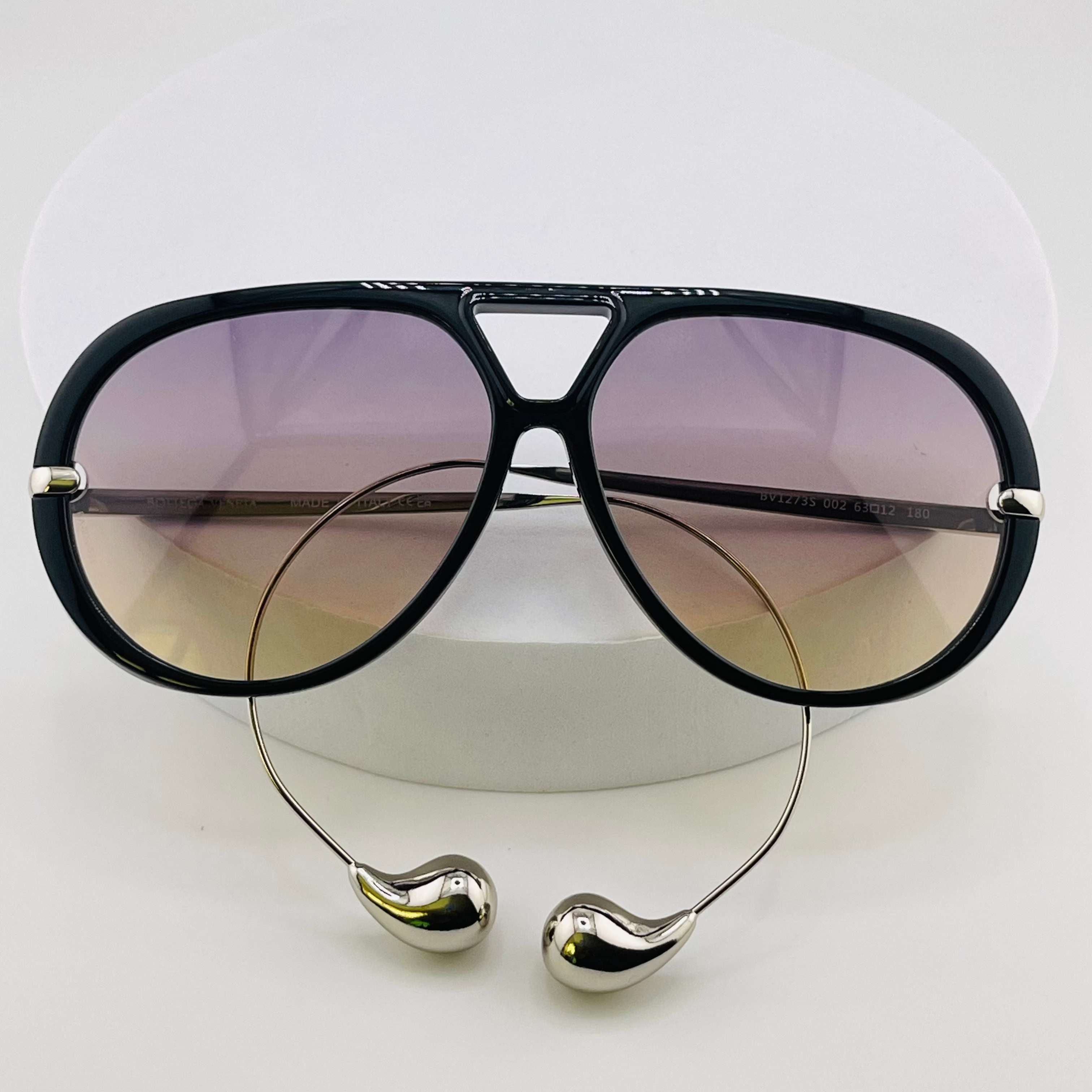 Women Bottega Veneta Aviator Sunglasses Acetate and Tone